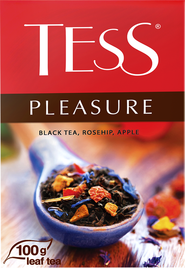 Чай черный TESS Pleasure с добавками листовой, 100г