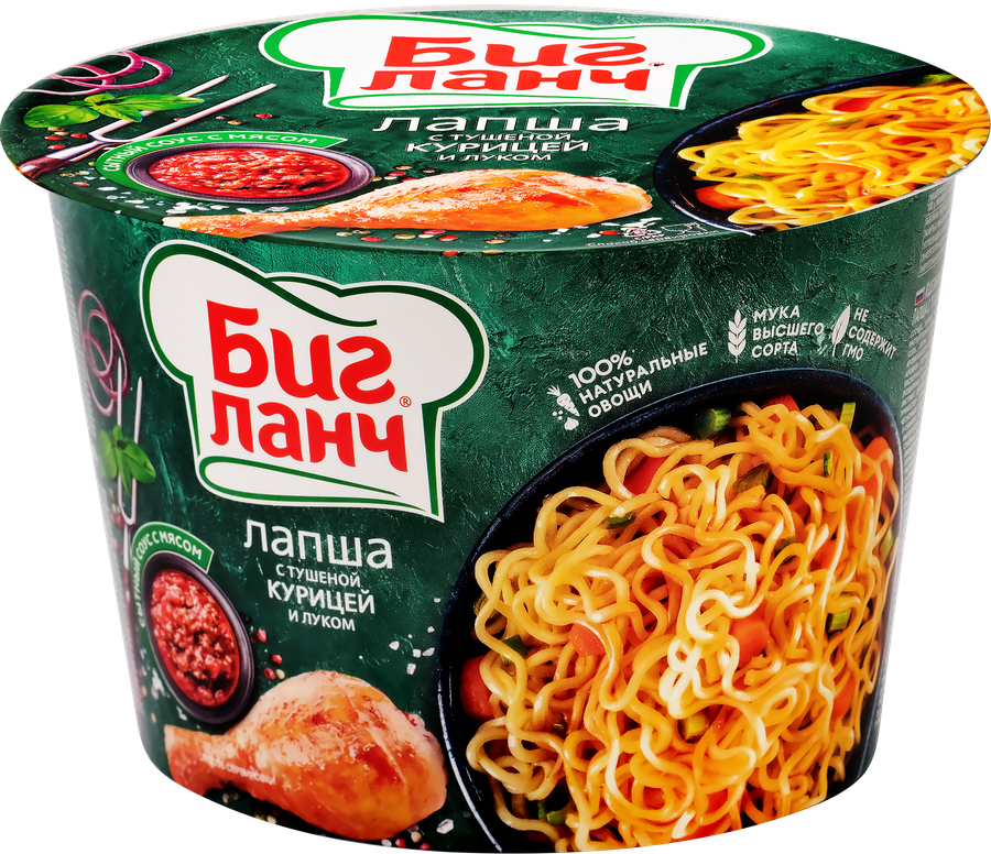 Лапша БИГ ЛАНЧ с тушеной курицей и луком, 90г