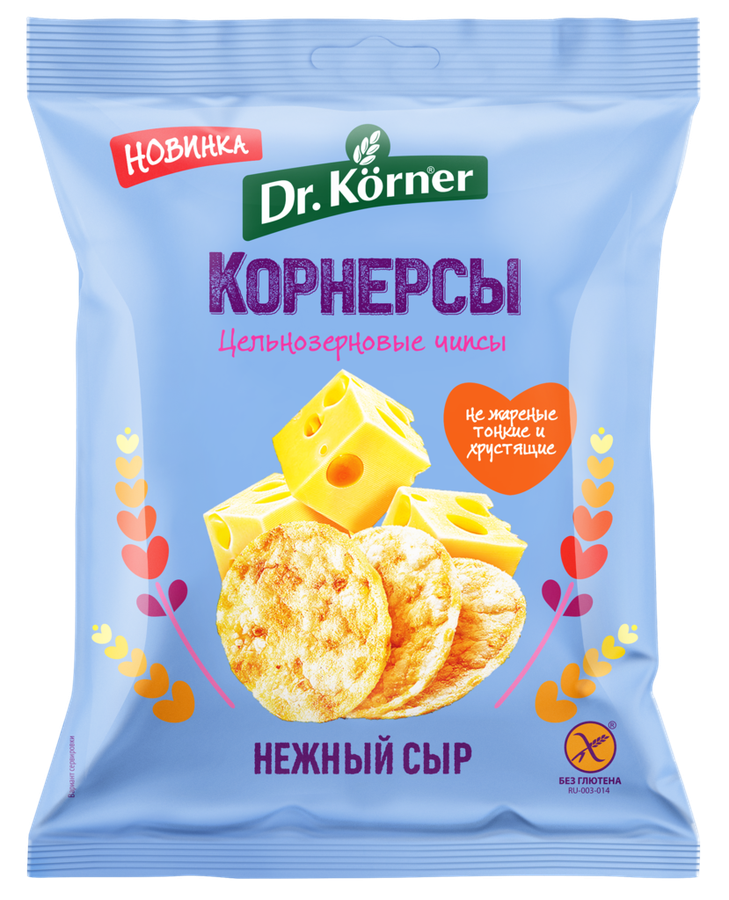 Чипсы рисово-кукурузные DR KORNER с сыром, 50г