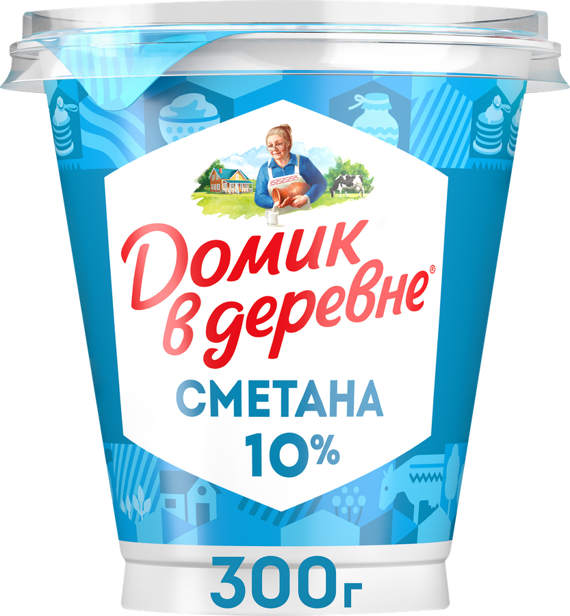 Сметана ДОМИК В ДЕРЕВНЕ 10%, без змж, 300г