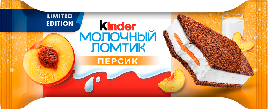 Пирожное KINDER Молочный ломтик с молочно-персиковой начинкой 23,5%, без змж, 28г