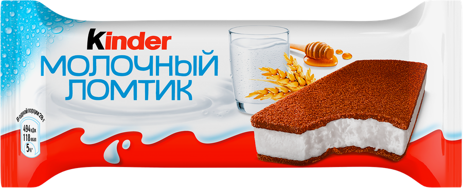 Пирожное бисквитное KINDER Молочный ломтик с молочной начинкой, 28г