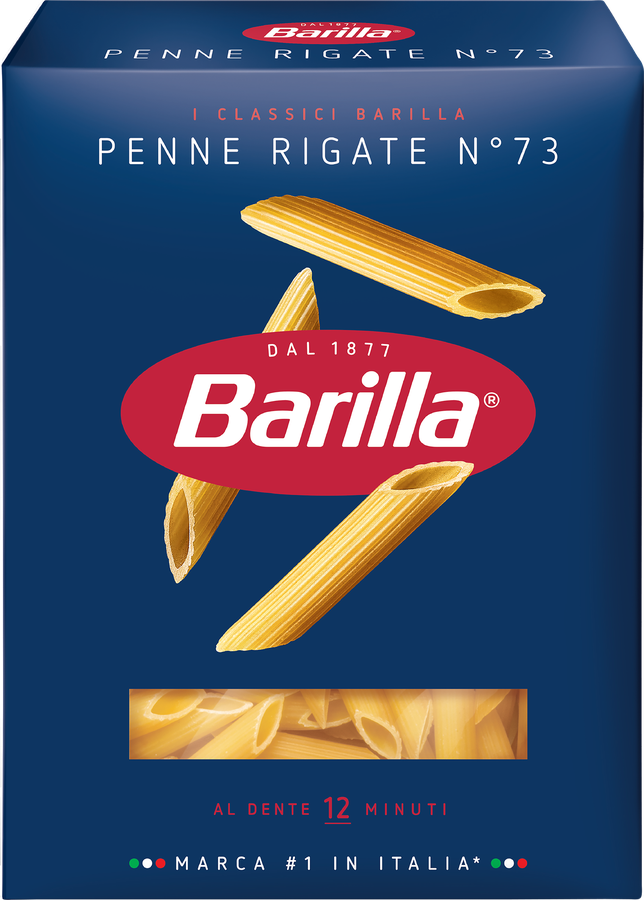 Макароны BARILLA Penne Rigate n.73 из твердых сортов пшеницы группа А высший сорт, 450г