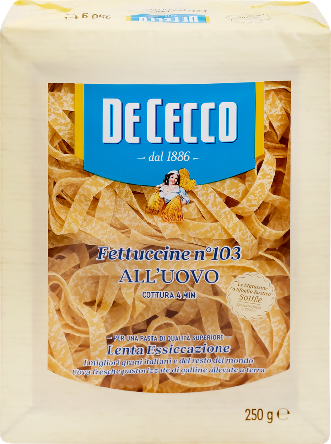 Макароны DE CECCO Fettuccine №103 яичные, 250г