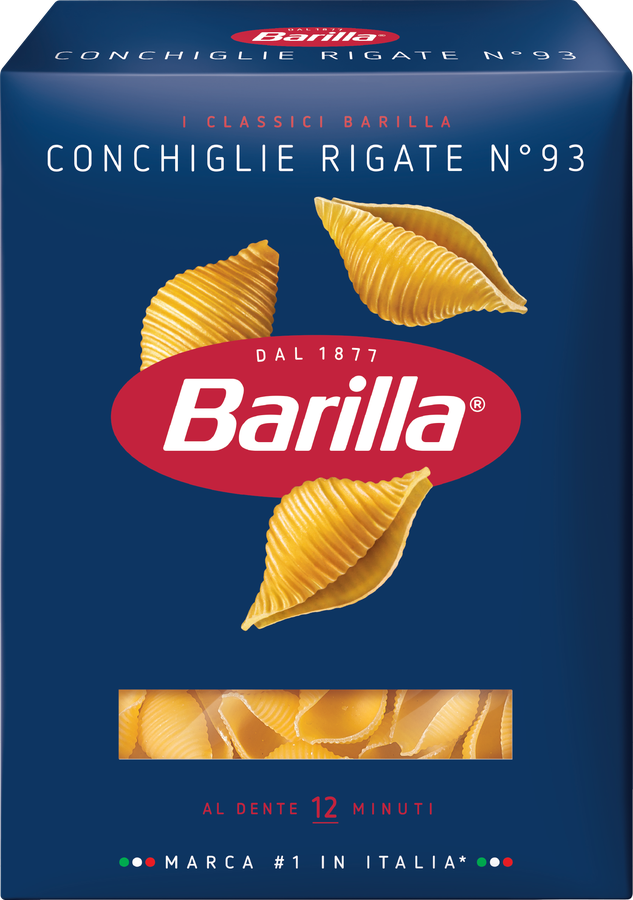 Макароны BARILLA Conchiglie rigate №93 группа А, высший сорт, 450г