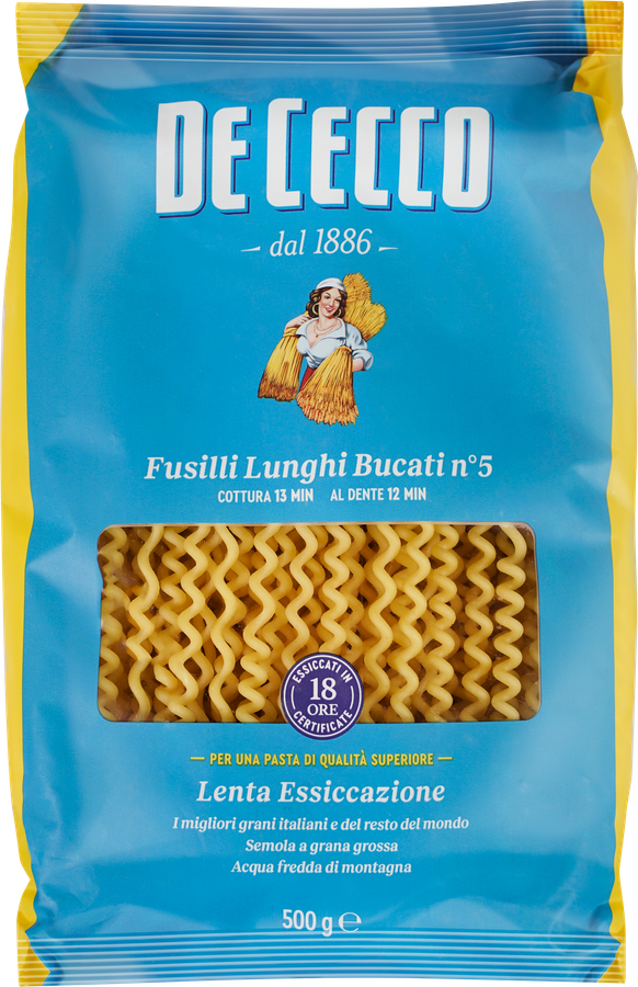 Макароны DE CECCO Fusilli lungh bucati №5, 500г