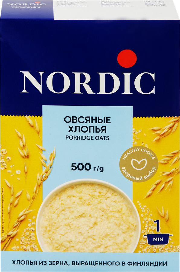 Хлопья овсяные NORDIC, 500г