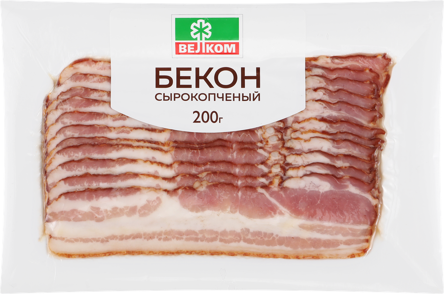 Бекон сырокопченый ВЕЛКОМ, нарезка, 200г