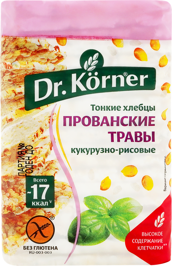 Хлебцы рисово-кукурузные DR KORNER с прованскими травами, 100г