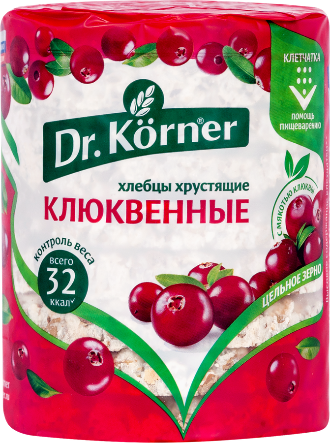 Хлебцы DR KORNER Злаковый коктейль клюквенный, хрустящие, 100г