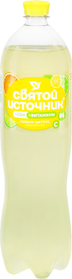 Напиток СВЯТОЙ ИСТОЧНИК Вода со вкусом лимон, цитрус газированный, 1.5л