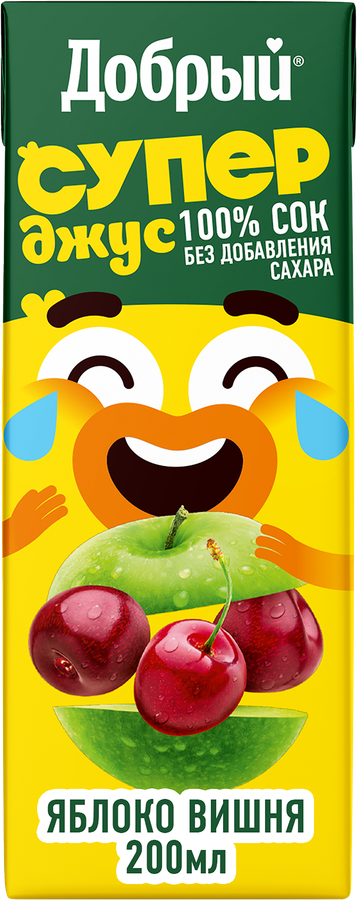 Сок ДОБРЫЙ Active kid Супер Джус Яблоко, вишня, 0.2л