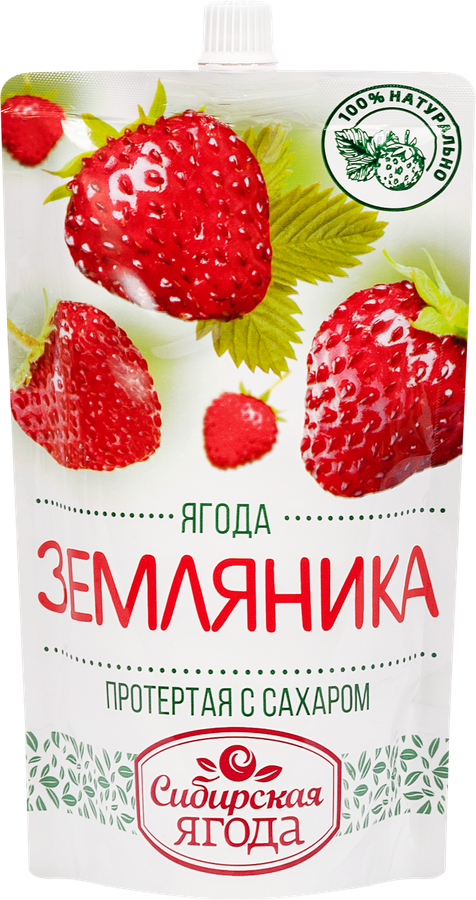 Земляника САВА Сибирская ягода протертая с сахаром, 280г