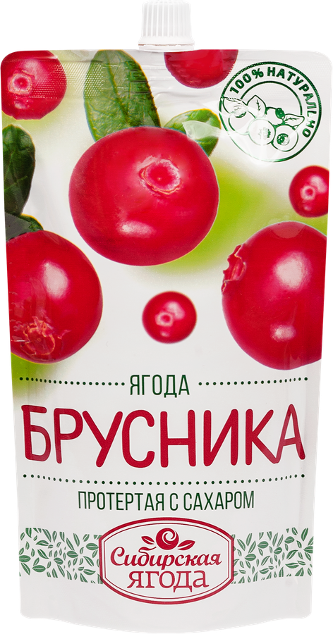 Брусника САВА Сибирская ягода протертая с сахаром, 280г