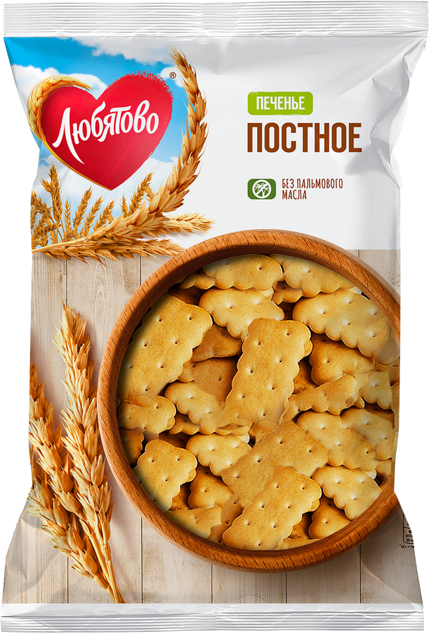 Печенье ЛЮБЯТОВО Постное затяжное, 300г