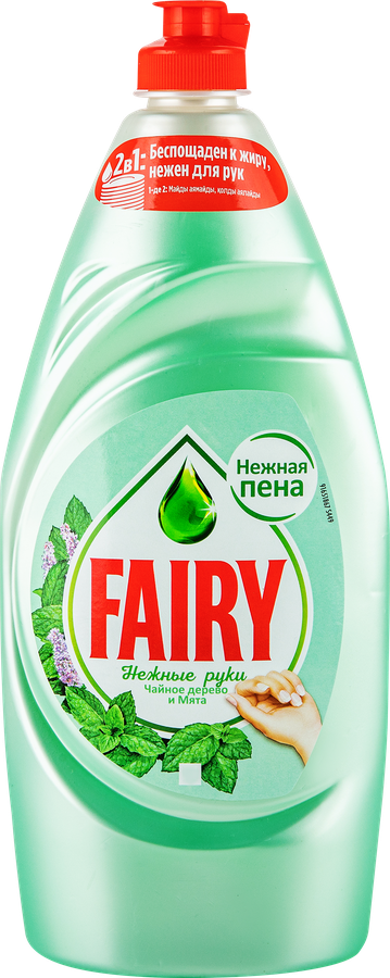 Средство для мытья посуды FAIRY Нежные руки Чайное дерево и Мята, 900мл