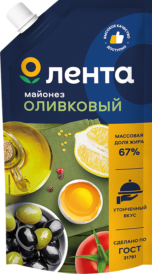 Майонез ЛЕНТА Оливковый 67%, 240мл