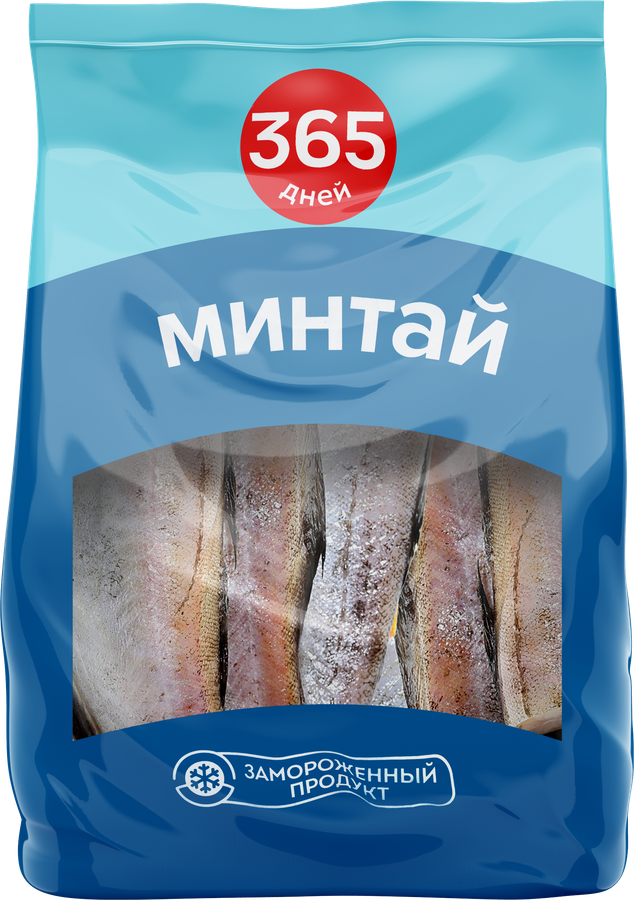 Минтай замороженный 365 ДНЕЙ без головы, 1000г