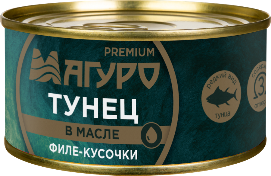 Тунец желтоперый МАГУРО филе-кусочки в масле, 170г