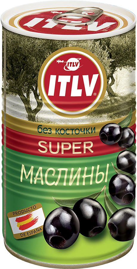 Маслины без косточки ITLV Super черные, 350г