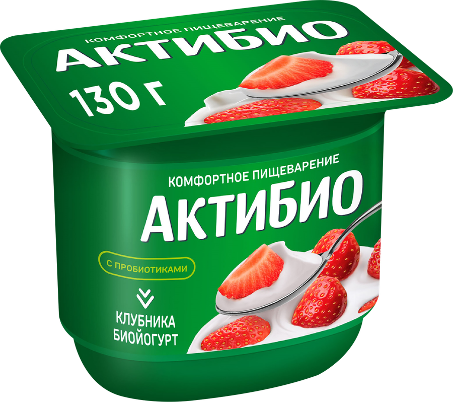 Биойогурт АКТИБИО Клубника 2,9%, без змж, 130г