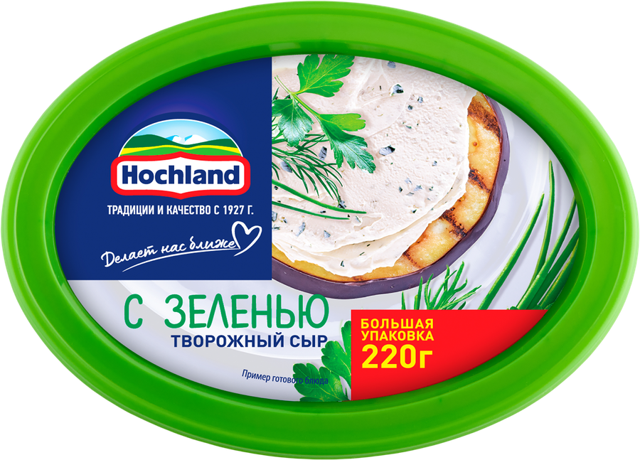 Сыр творожный HOCHLAND с зеленью 60%, без змж, 220г