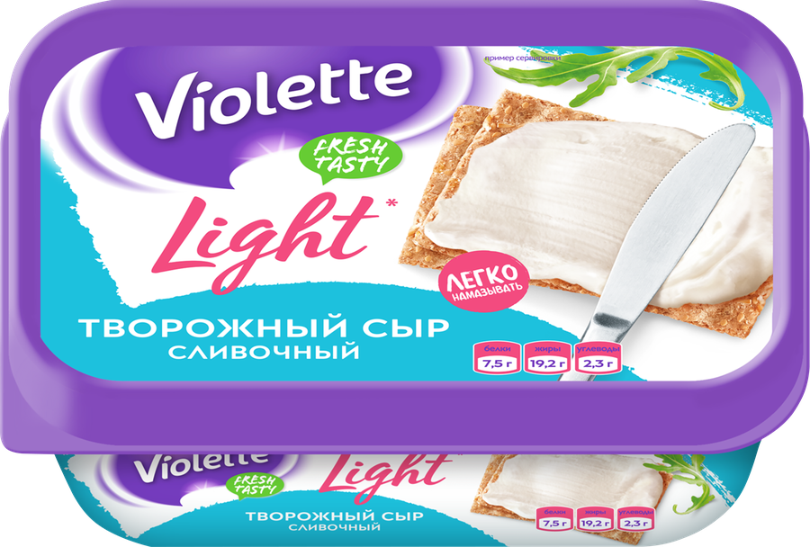 Сыр творожный КАРАТ Виоллета Light сливочный 60%, без змж, 160г