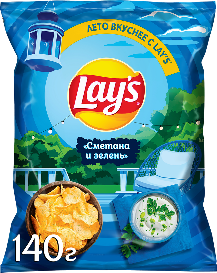 Чипсы картофельные LAY'S Сметана и зелень, 140г