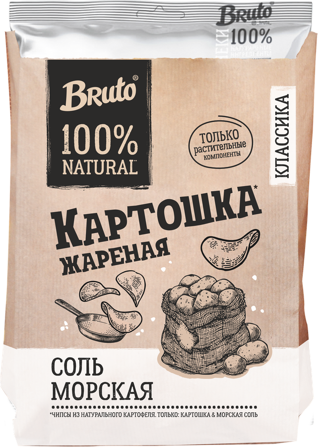 Чипсы картофельные BRUTO с морской солью, 120г