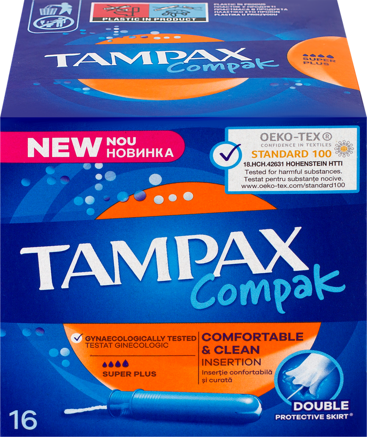 Тампоны TAMPAX Compak Super Plus, с аппликатором, 16шт