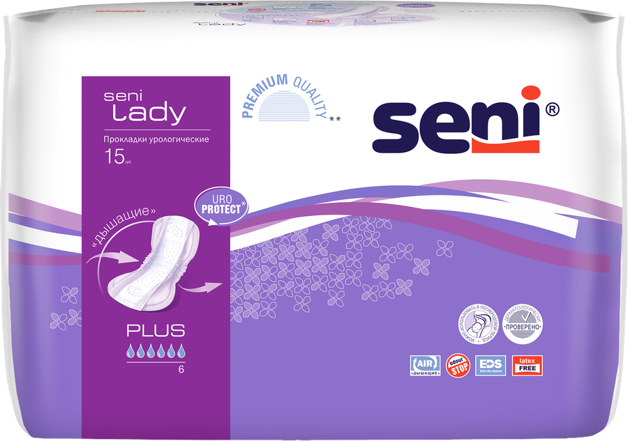 Прокладки урологические SENI LADY Plus, 15шт