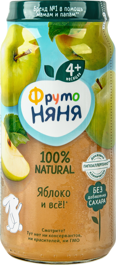 Пюре фруктовое ФРУТОНЯНЯ Яблоко, с 4 месяцев, 250г