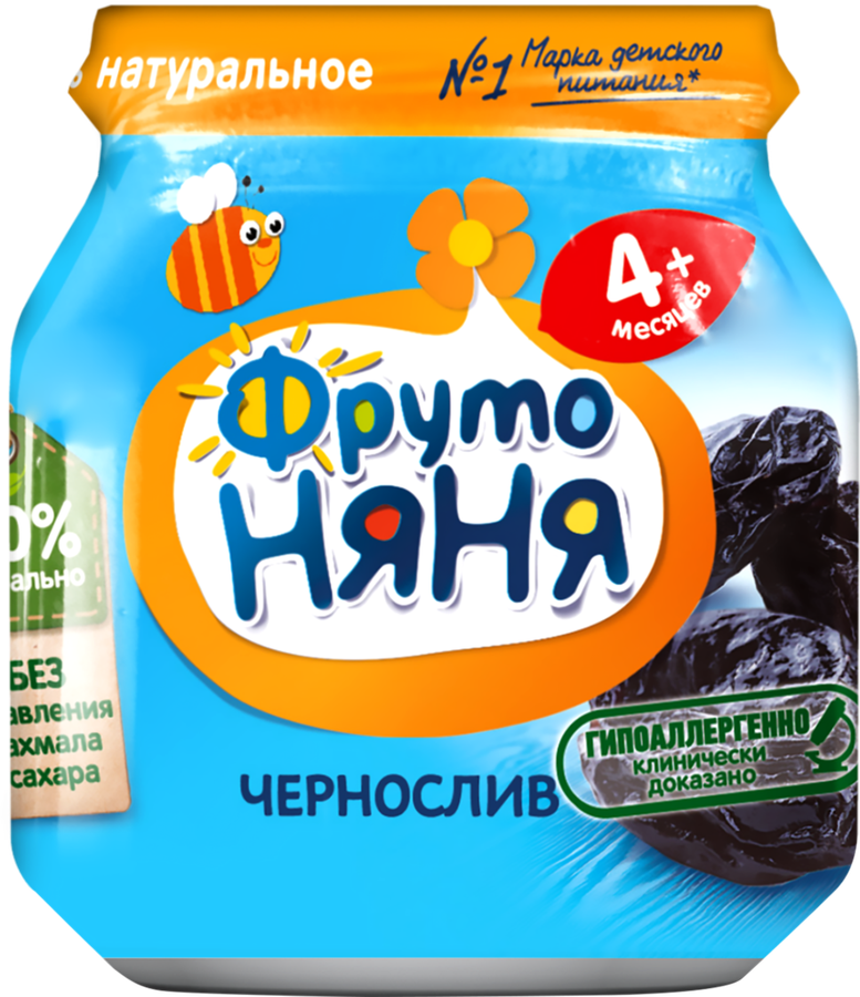 Пюре фруктовое ФРУТОНЯНЯ Чернослив, с 4 месяцев, 100г