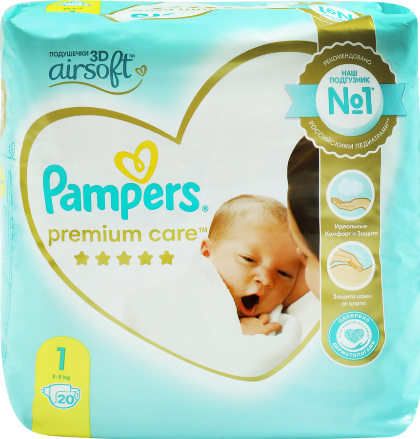 Подгузники детские PAMPERS Premium Care Newborn 1, 2–5кг, 20шт