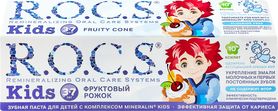 Зубная паста детская R.O.C.S. Фруктовый рожок, без фтора, 45г