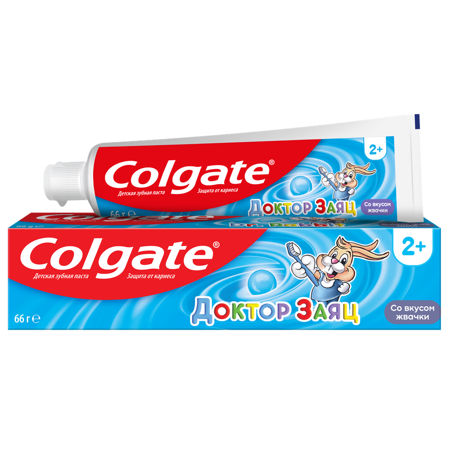 Зубная паста детская COLGATE Доктор Заяц со вкусом жвачки, защита от кариеса с фторидом, с 2 лет, 50мл