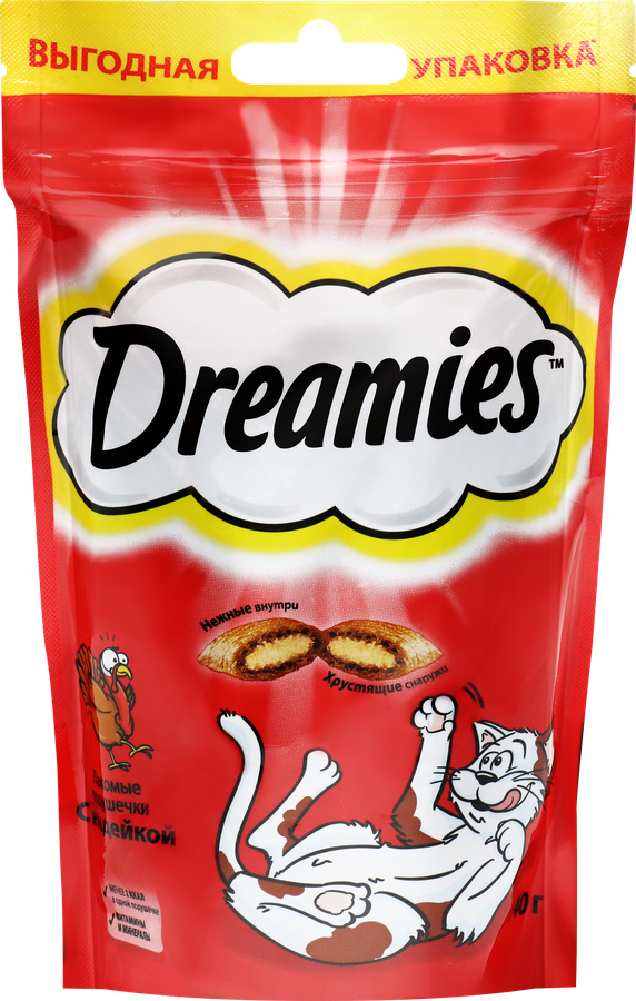 Лакомство для кошек DREAMIES с индейкой, 140г