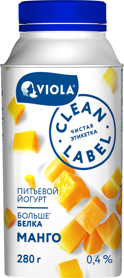 Йогурт питьевой VIOLA Clean Label с манго 0,4%, без змж, 280г