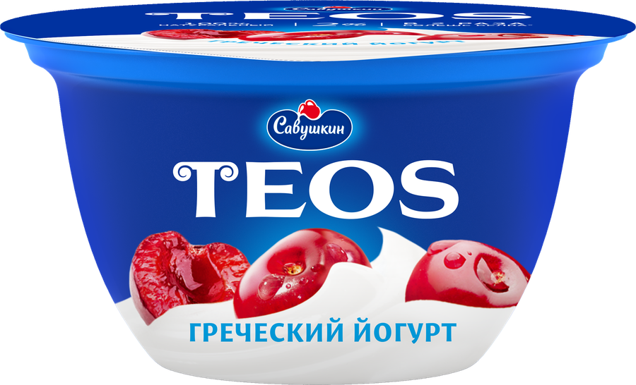 Йогурт TEOS Греческий Вишня 2%, без змж, 140г