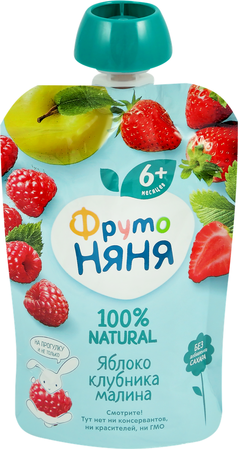 Десерт ФРУТОНЯНЯ из яблок, клубники и малины, с 6 месяцев, 90г