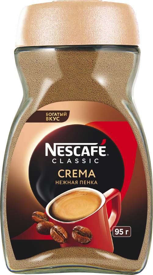 Кофе растворимый NESCAFE Classic Crema натуральный порошкообразный, ст/б, 95г