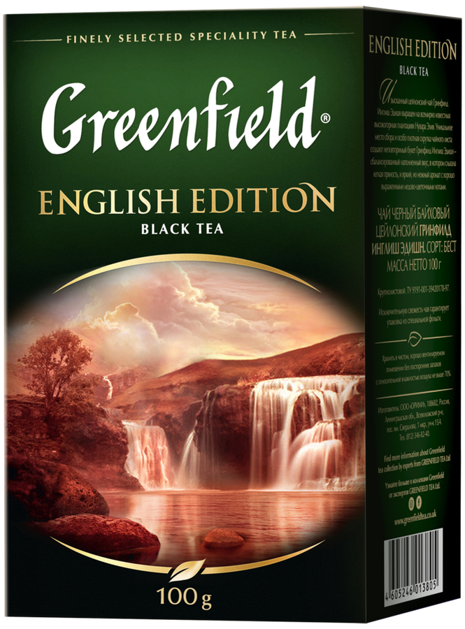 Чай черный GREENFIELD English Edition байховый Цейлонский, 100г