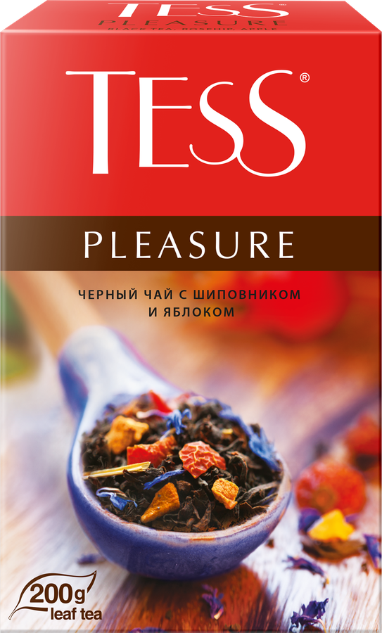 Чай черный TESS Pleasure с ароматом тропических фруктов и растительными компонентами байховый, листовой, 200г