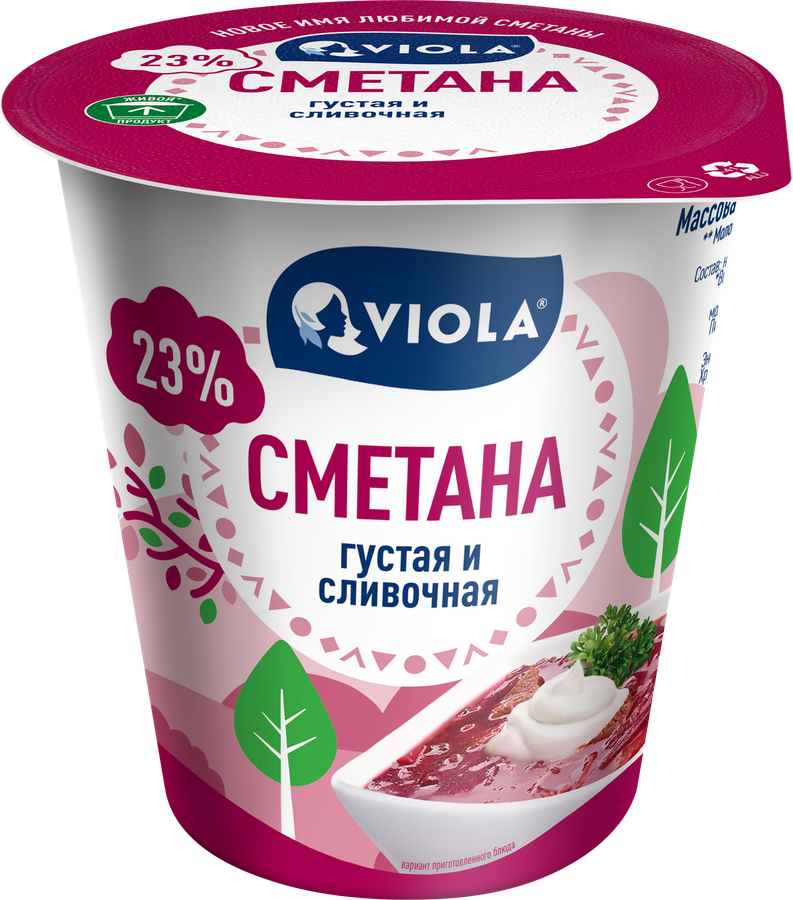 Сметана VIOLA 23%, без змж, 315г