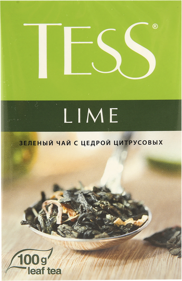 Чай зеленый TESS Lime с цедрой цитрусовых и ароматом лайма листовой, 100г