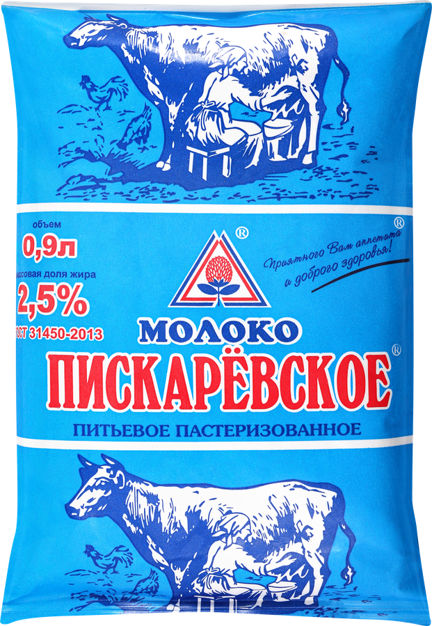 Молоко пастеризованное МЗ ПИСКАРЕВСКИЙ Пискарёвское 2,5%, без змж, 900мл