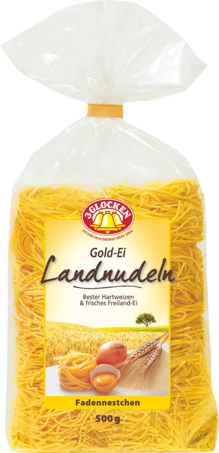 Макароны 3 GLOCKEN Gold-Ei Landnudeln гнезда, 500г