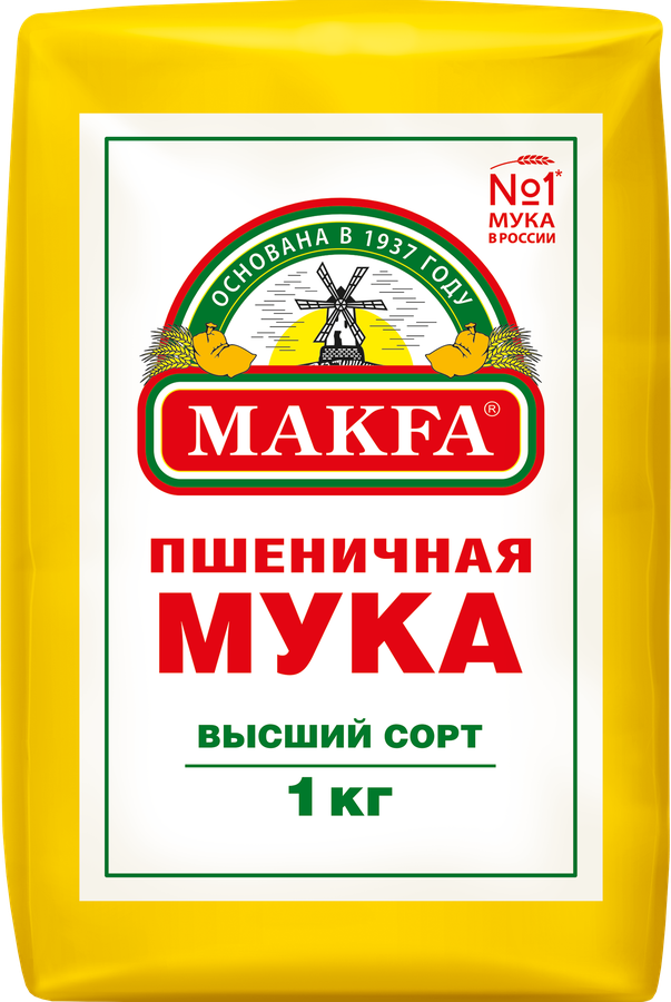 Мука пшеничная MAKFA хлебопекарная высший сорт, 1кг