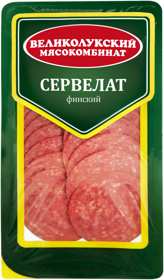 Колбаса копчено-вареная МК ВЕЛИКОЛУКСКИЙ Сервелат Финский, нарезка, 150г