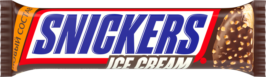 Мороженое SNICKERS Ice Cream, молочное с карамелью и арахисом в глазури 5%, без змж, эскимо, 65г